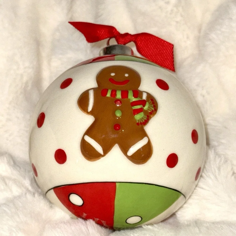 Gingerbread Man Ceramic Christmas Ornament Ball 4